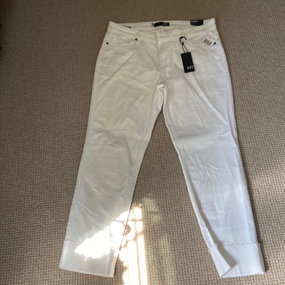 Kut From the Klotj, size 10, Catherine Boyfriend Jeans, White, New With Tags